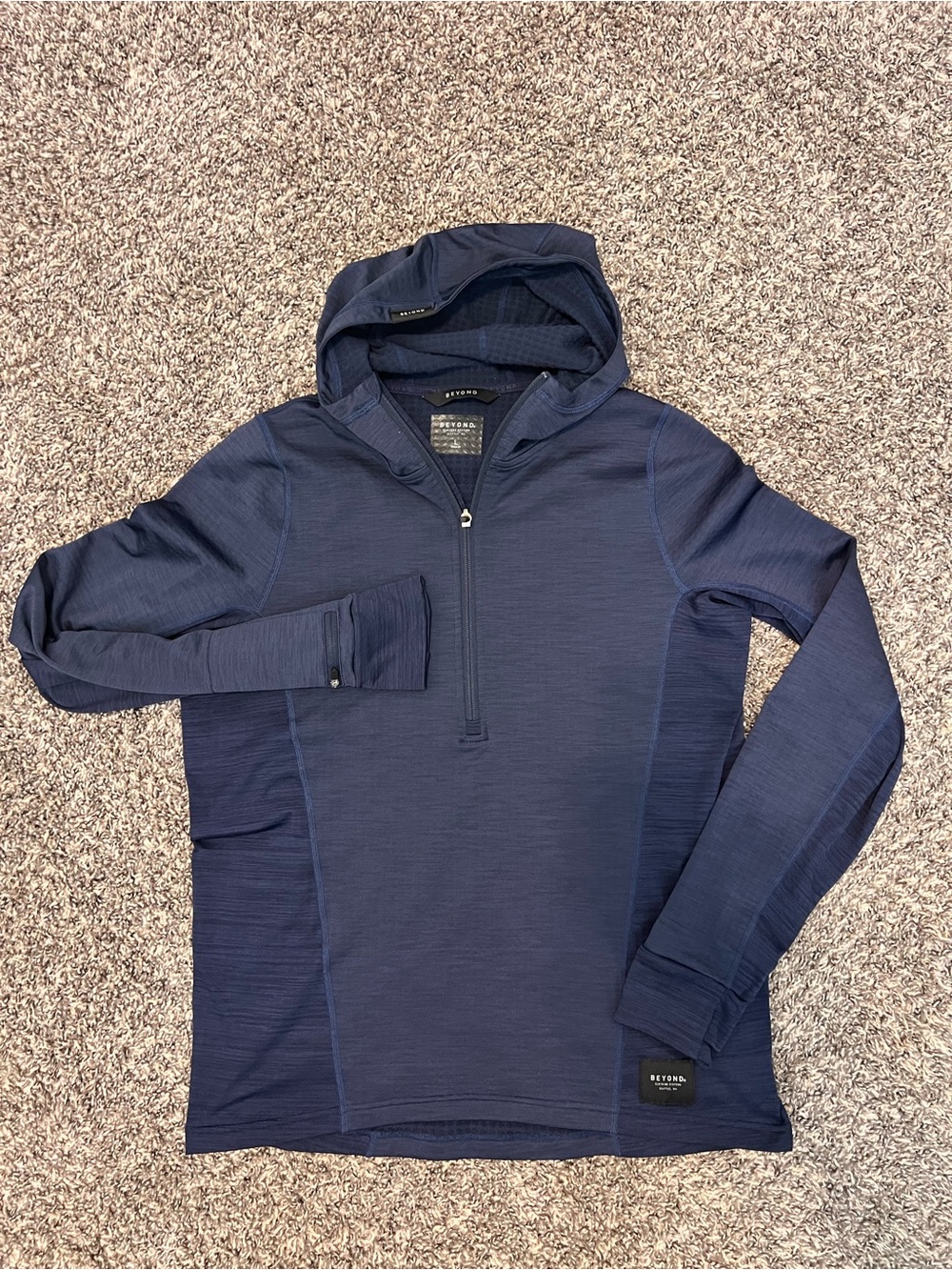 Beyond Men's Navy Half-Zip Hooded Performance Pullover